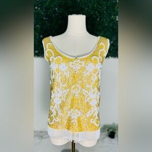 Vintage Stephen Chu Beaded Sweater Factory lined sequin sleeveless top lavish S